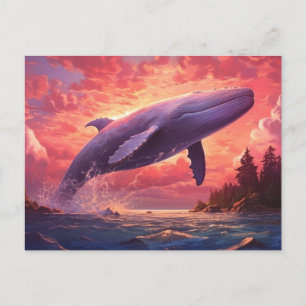 Whale in the pastel sky Small Postcard