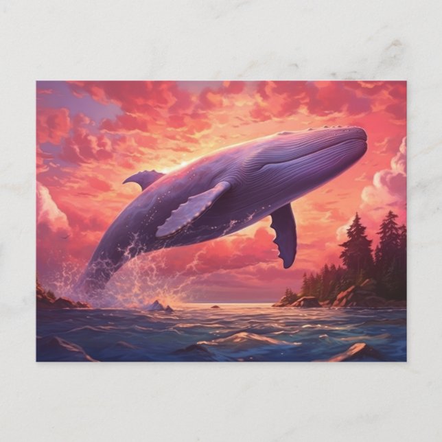 Whale in the pastel sky  Small Postcard (Front)