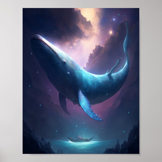 Whale In The Sky Fantasy Art Poster (Front)