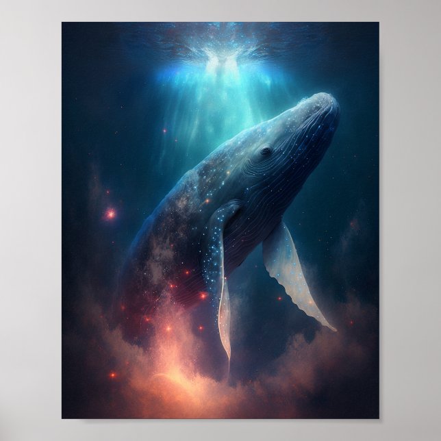 Whale In The Sky Fantasy Art Poster (Front)