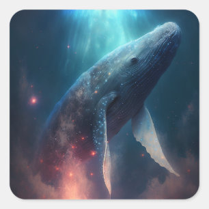 Whale In The Sky Fantasy Art Square Sticker