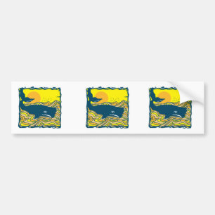 whale in the sunset design bumper sticker