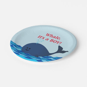 Whale It's A Boy Personalised Paper Plates