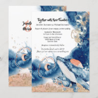 Whale jelly fish ocean mammals blue orange sea