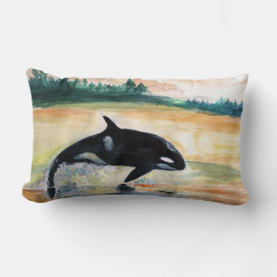 Whale Jumping Orca Lumbar Pillow 33 cm x 53 cm