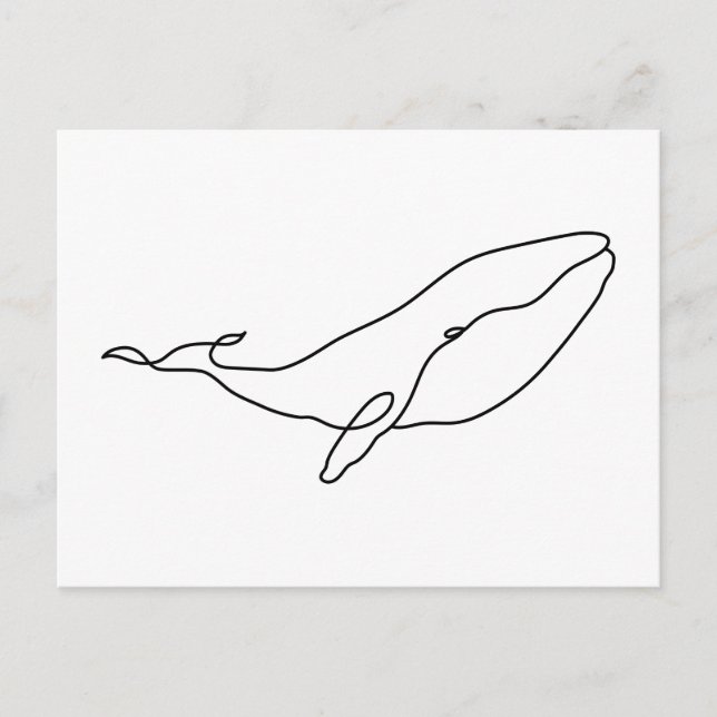 Whale , line art illustration postcard (Front)