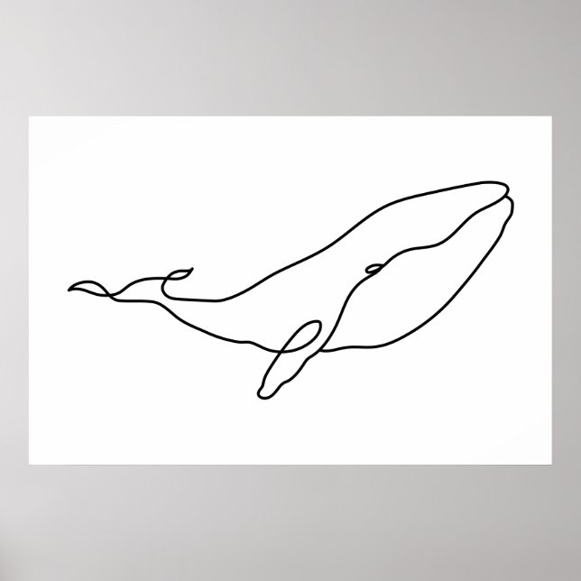 Whale , line art illustration poster (Front)