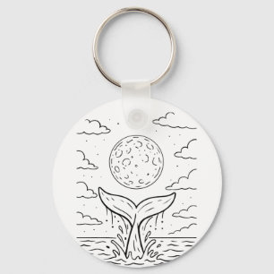 Whale Moon Dive Ocean Night Sky Tee Cosmic Sea Key Ring