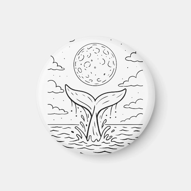 Whale Moon Dive | Ocean Night Sky Tee | Cosmic Sea Magnet (Front)