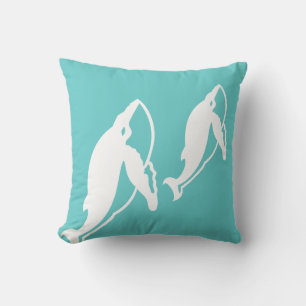 whale mother and baby on  blue pillow