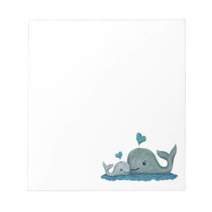 Whale Mum and Baby Swimming in the Sea Notepad