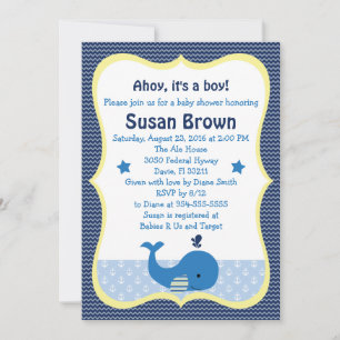 Whale Nautical Baby Shower Invitation