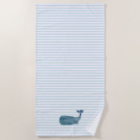 Whale Nautical Blue Stripe Painting