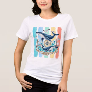 Whale Nautical Coastal Summer T-Shirt Tri-Blend Shirt