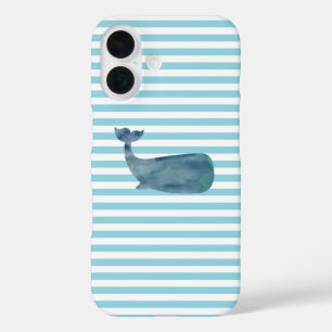 Whale Nautical Stripe  iPhone 16 Case
