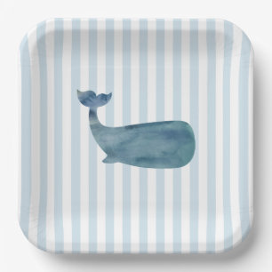 Whale Nautical Stripe Paper Plates