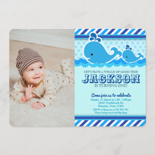 Whale Nautical Under The Sea Photo Invitation