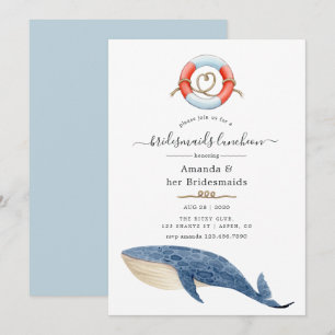 Whale Nautical Wedding Bridesmaids Luncheon Invitation