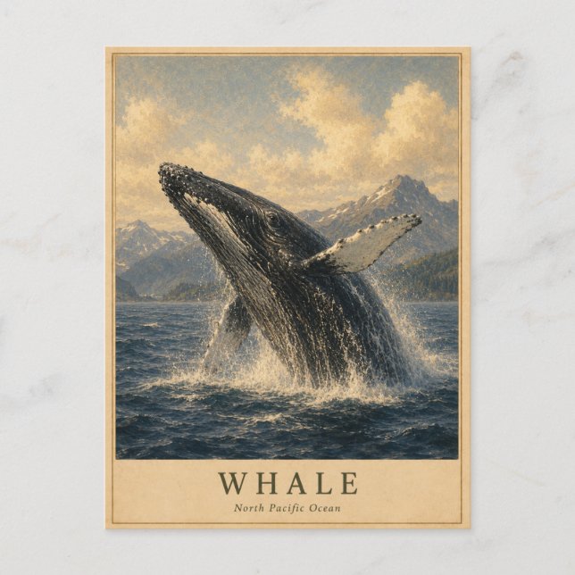 Whale North Pacific VINTAGE Postcard (Front)