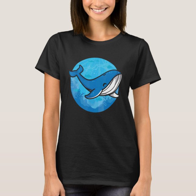 Whale Ocean Biologist Zookeeper Cute Blue Whale Se T-Shirt (Front)