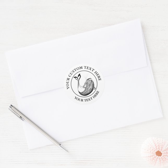 Whale Ocean Sealife Custom Icon Logo 1.5"   Classic Round Sticker (Envelope)