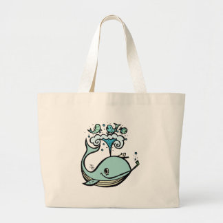 Whale of a Captain! by Tiki tOny Large Tote Bag