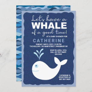 Whale of a good time! Blue Baby Shower Invitation