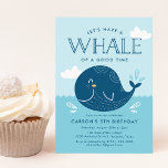 Whale of a Time Birthday Party Invitation<br><div class="desc">Invite guests to your child's beach or whale themed birthday party with our "Whale of a Time" birthday party invites. The cute birthday party invitations feature a cartoon whale swimming in the ocean and trendy typography. Personalise the nautical themed birthday party invites with your child's name, age, and party details...</div>