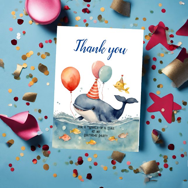 Whale of a Time Boys Birthday Thank You Card (Creator Uploaded)