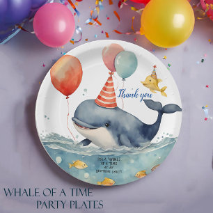 Whale of a Time Boys Birthday Thank You Paper Plate