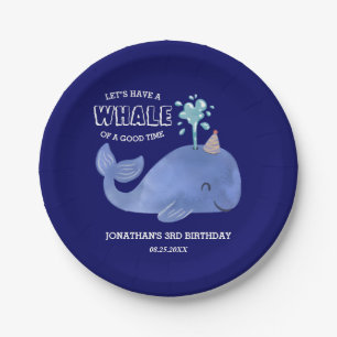 Whale Of A Time Cute Party Hat Navy Birthday  Paper Plate