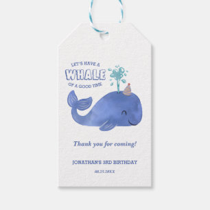 Whale Of A Time Cute Party Hat Thank You Gift Tags