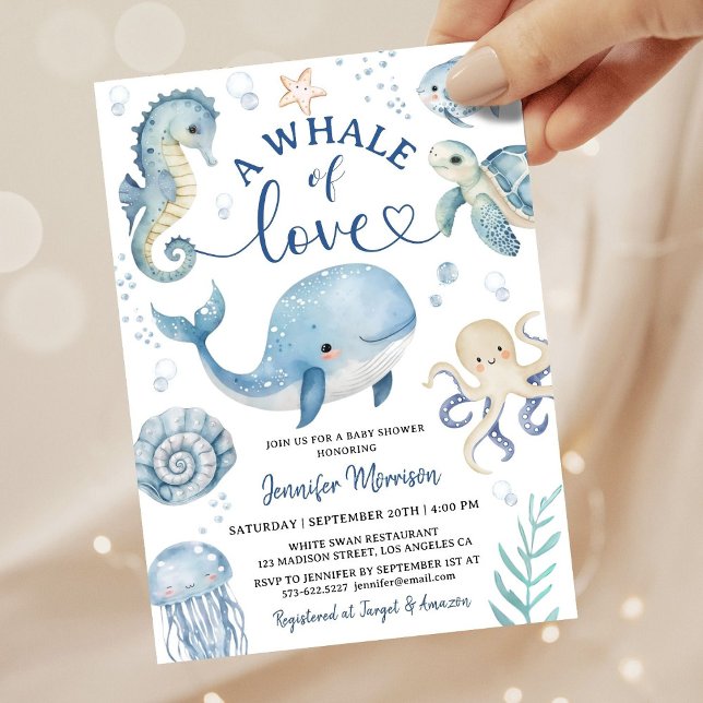 Whale Of Love Boy Baby Shower Invitation  (Creator Uploaded)