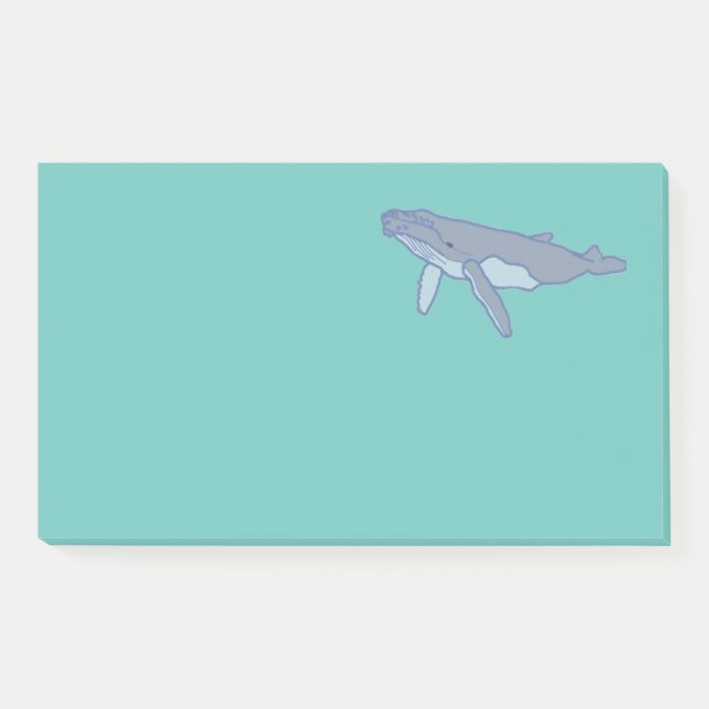 Whale on Sea Green Large Post-it Notes (Front)