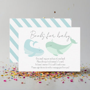 Whale Pastel Blue Green Books For Baby Shower Enclosure Card
