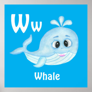 Whale personalise ABC: Letter W - Add Your Name Poster