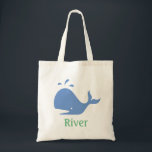 Whale Personalised Tote Bag, Blue and Green<br><div class="desc">This cute bag makes a great beach bag, book bag, toy bag... or really a great bag for just about anything! Personalise it with a name using the template form. Use the customise feature to access the advanced menu allowing you to change colours, fonts, and text position.</div>