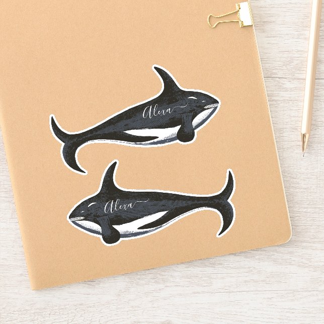 Whale personalised your name sticker (Notebook)