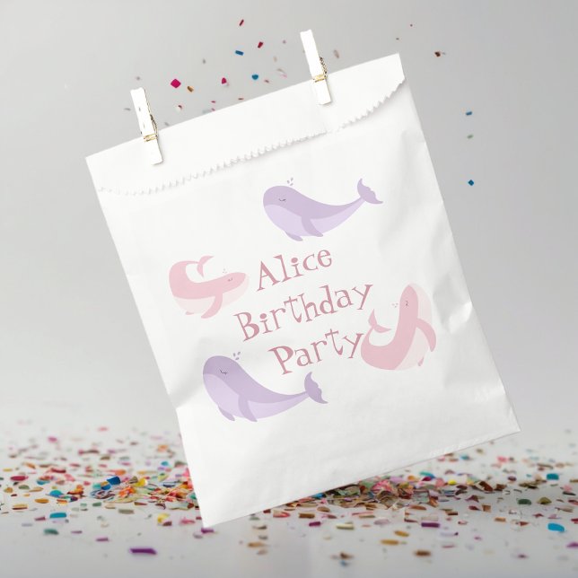  Whale Pink Lilac Pastel Ocean Fish Birthday Party Favour Bags (Creator Uploaded)