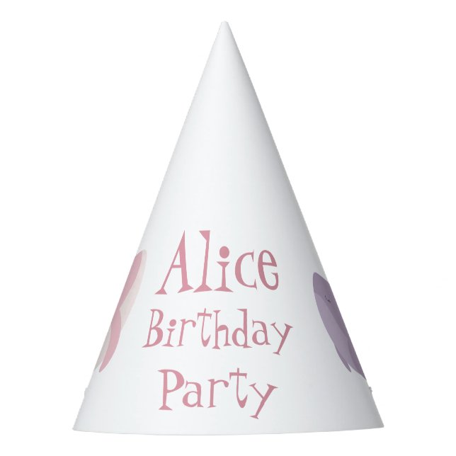 Whale Pink Lilac Pastel Ocean Fish Birthday Party Hat (Front)