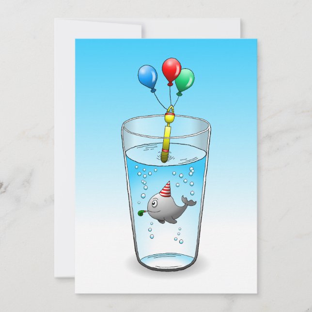 Whale Pool Party Birthday Card (Front)