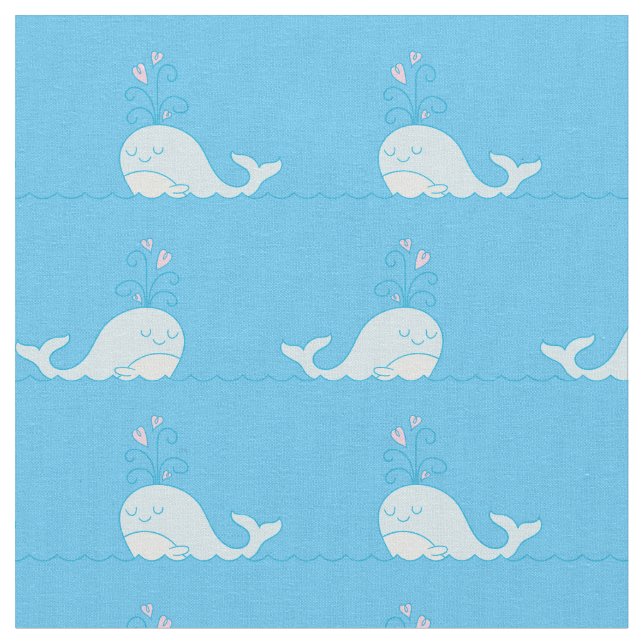 Whale Print Fabric Blue (Close Up)