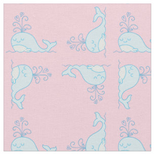 Whale Print Fabric Pink