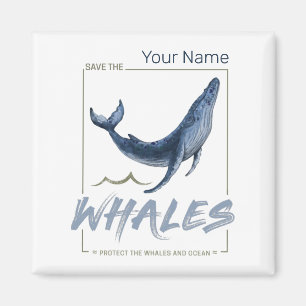 Whale Protect Whales and Ocean Watercolor Cetacean Magnet