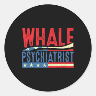 Whale Psychiatrist 2025 Retro Stripe Classic Round Sticker