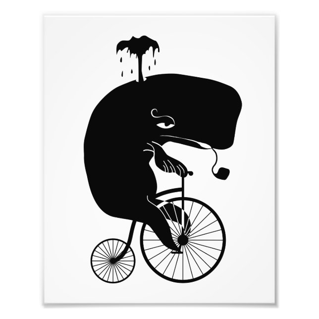 Whale Rider on a Penny Farthing Bike Photo Print (Front)
