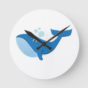 Whale Round Clock