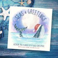 Whale Santa sea Moon & Stars Nautical Christmas