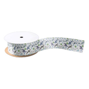 Whale Satin Ribbon in White