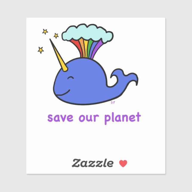 whale save the planet sticker (Sheet)